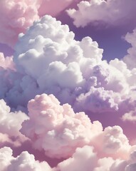 Sticker - Fluffy cloud pattern with gradient of pale pink to lavender