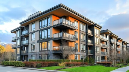 Modern Apartment Complex with Balconies