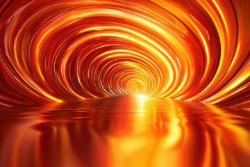 Wall Mural - Fiery abstract tunnel of swirling orange and golden light