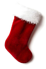 Poster - Isolated red Christmas stocking on a white backdrop