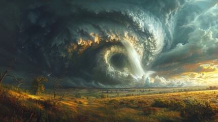 Wall Mural - An evocative portrayal of a supercell thunderstorm unleashing its fury