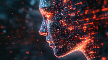 3d illustration Futuristic robot artificial intelligence huminoid AI data analytic technology development and machine learning concept. Global robotic bionic science research for future of human
