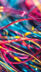 Poster - Intricate tangle of colorful wires in soft lighting creates a complex and inviting atmosphere