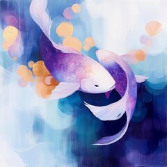 Pisces artist, soft purples, fluid brush strokes, dreamy atmosphere, creative inspiration