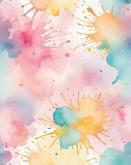 Wall Mural - Pastel watercolor splashes with light pink to pale yellow gradient