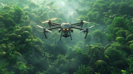 Poster - Illustrate a drone assisting in scientific research expeditions, collecting data on climate change, biodiversity, and ecosystem health to inform conservation