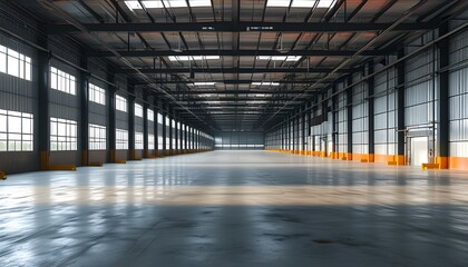 Canvas Print - Abandoned warehouse filled with shadows and echoes of the past