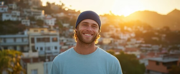 Wall Mural - The Smiling Man at Sunset