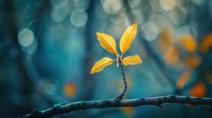 Wall Mural - close up of a branch with paper growing out of it instead of leaves