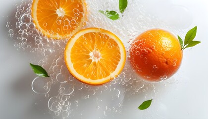 Wall Mural - Fizzing Orange Delight on Crisp White Canvas