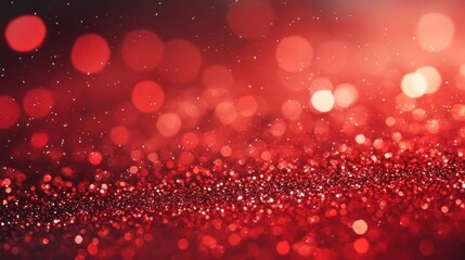 Wall Mural - A striking backdrop featuring shimmering red glitter and soft bokeh lights creates a lively and festive atmosphere