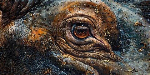 Wall Mural - Detailed Portrait of a Hippopotamus