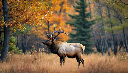 In autumn equinox, muntjac deer wander in the forest, a beauty of natural harmony.