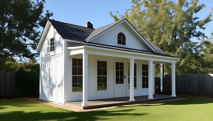 Wall Mural - Illuminated Expansive White Shed Under the Night Sky