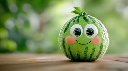 Sticker - A watermelon with eyes and a smiley face on it, AI