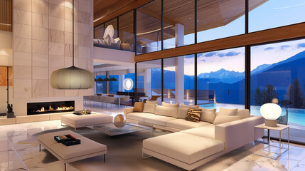 Modern Minimal Living room Interior.