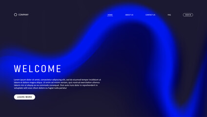 Poster - Abstract wave futuristic design of landing page. retro gradient mesh website design