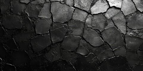 Canvas Print - Textured black slate surface with cracks and uneven edges.