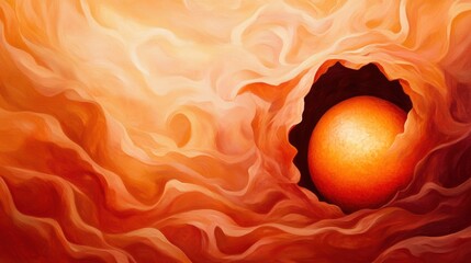 Canvas Print - A painting of an orange is in a swirl pattern, AI