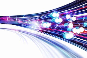 Poster - A futuristic array of glowing fiber optic cables representing high-speed data transfer and advanced digital communication in a modern technological network