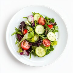 Wall Mural - Salad with fresh vegetables and avocado in plate