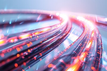 Poster - A futuristic array of glowing fiber optic cables representing high-speed data transfer and advanced digital communication in a modern technological network