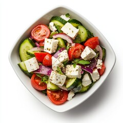 Wall Mural - Small bowl with greek salad with feta cheese