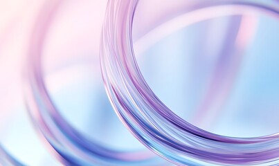 Wall Mural - 3d render. abstract background with blue and purple lines in the shape of circles, light blue backgr