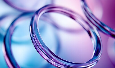 Wall Mural - abstract background with blue and purple lines in the shape of circles, light blue background, glass