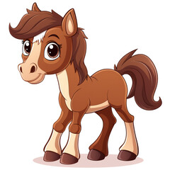 Wall Mural - Cartoon Horse Isolated on Transparent or White Background, PNG