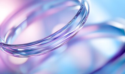 Wall Mural - Abstract background with blue and purple lines in the shape of circles, light blue background, glass effect, minimalist style. blurred focus on curves, light refraction effects, 