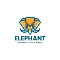 Wall Mural - Vector Logo Illustration Elephant Simple Mascot Style