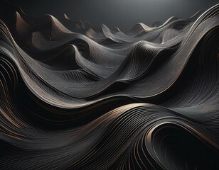 Wall Mural - Dark waves with golden reflection