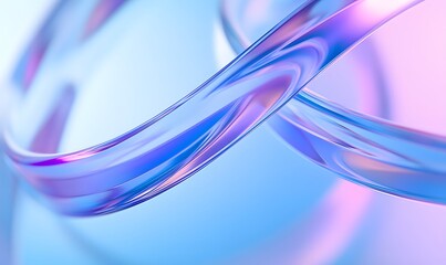 Wall Mural - Blue and purple Abstract glass shape with colorful refraction effect, background with curved lines, a light blue and sky-blue gradient, illustration wallpaper, Transparency, 