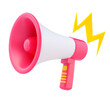 © PhotoFolio Finds - Red megaphone with lightings isolated. Close up breaking news metaphor, disclosure of information concept. 3d rendering.
