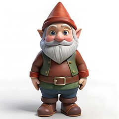 
figure of a small Scandinavian gnome standing on a white background, 3d