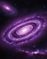 Poster - Deep purple galaxy with glowing stars abstract