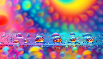 Wall Mural - Dynamic Abstract Composition of Colorful Blurred Patterns with Water Droplets for Creative Designs and Digital Artwork