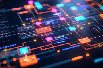 Leinwandbilder - High-tech digital dashboard in a control center, showcasing advanced technology and data analysis for efficient monitoring and management of systems and operations.
