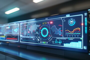Leinwandbilder - Digital dashboard displaying multiple data visualizations and analytics, representing modern business technology and advanced data management for effective decision-making.