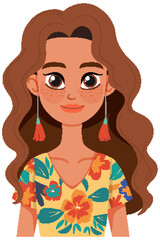 Sticker - Smiling Woman with Floral Dress