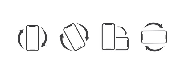 mobile phone rotate icon set in line style device rotation with simple black style symbol sign