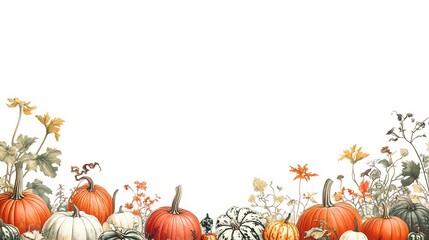 Wall Mural - Halloween background with pumpkins and leaves