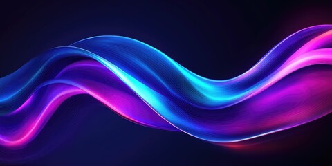 Canvas Print - Abstract colorful waves in a dark background.