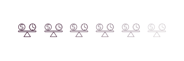 time balance outline icon. Linear vector from human resources concept. 6 different line style time balance icon included thin, light, regular, medium, bold, black