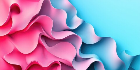 Wall Mural - Abstract waves of pink and blue flowing fabric design.