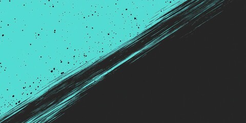 Poster - Abstract design featuring contrasting turquoise and black textures.