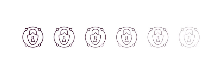 private network outline icon. Linear vector from internet security concept. 6 different line style private network icon included thin, light, regular, medium, bold, black