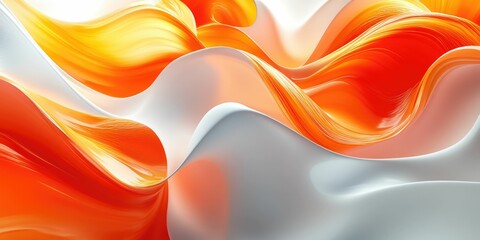 Wall Mural - Abstract waves of orange and white create a dynamic visual flow.