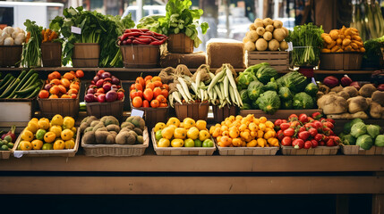 A raw and organic farmers market display